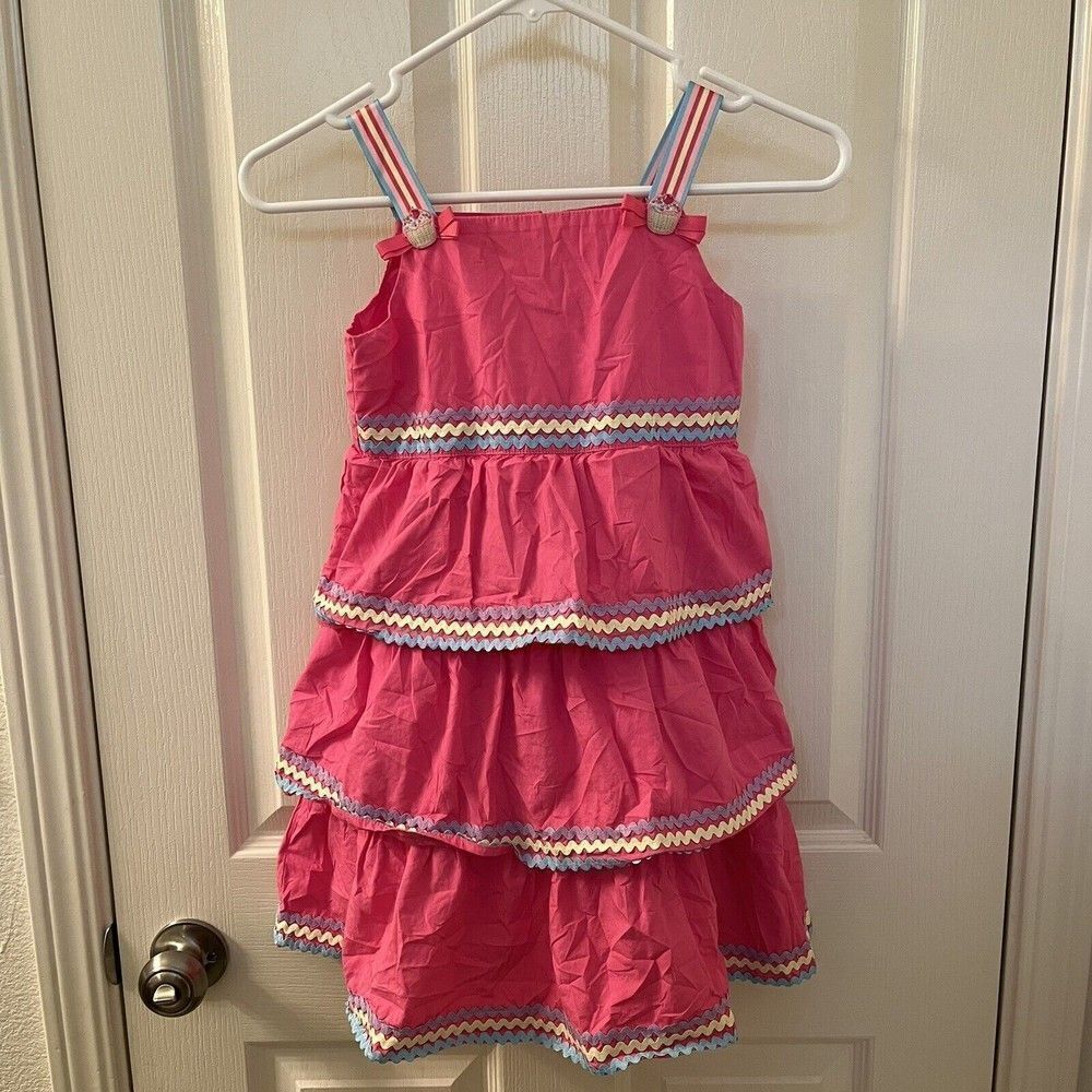 Gymboree Pink Poplin Tiered Dress Hello Cupcake Girls Size 7